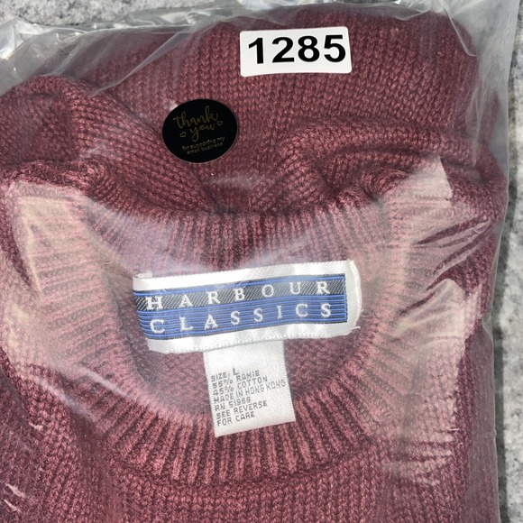 Vtg Harbour Classics Men's L Burgundy Golf Crew Neck Pull Over Grandpa Sweater - Picture 7 of 7